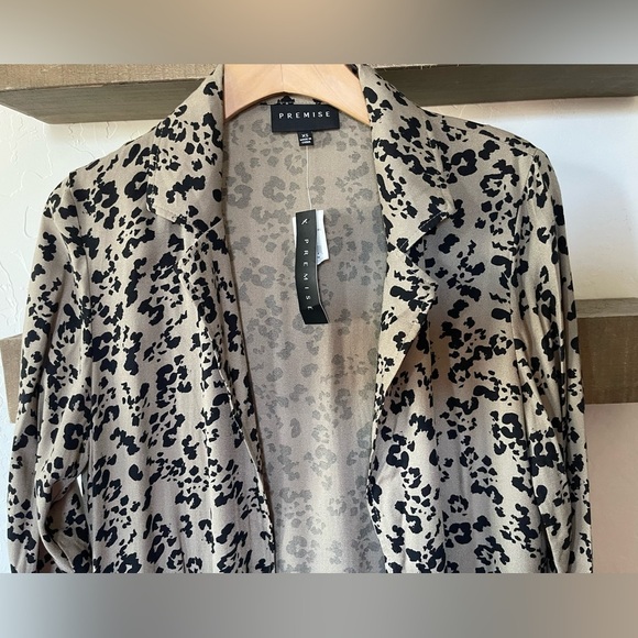 Premise|Olive Animal Print, Leopard Print Long Kimono Blazer, Size XS•••NWT - Picture 5 of 14